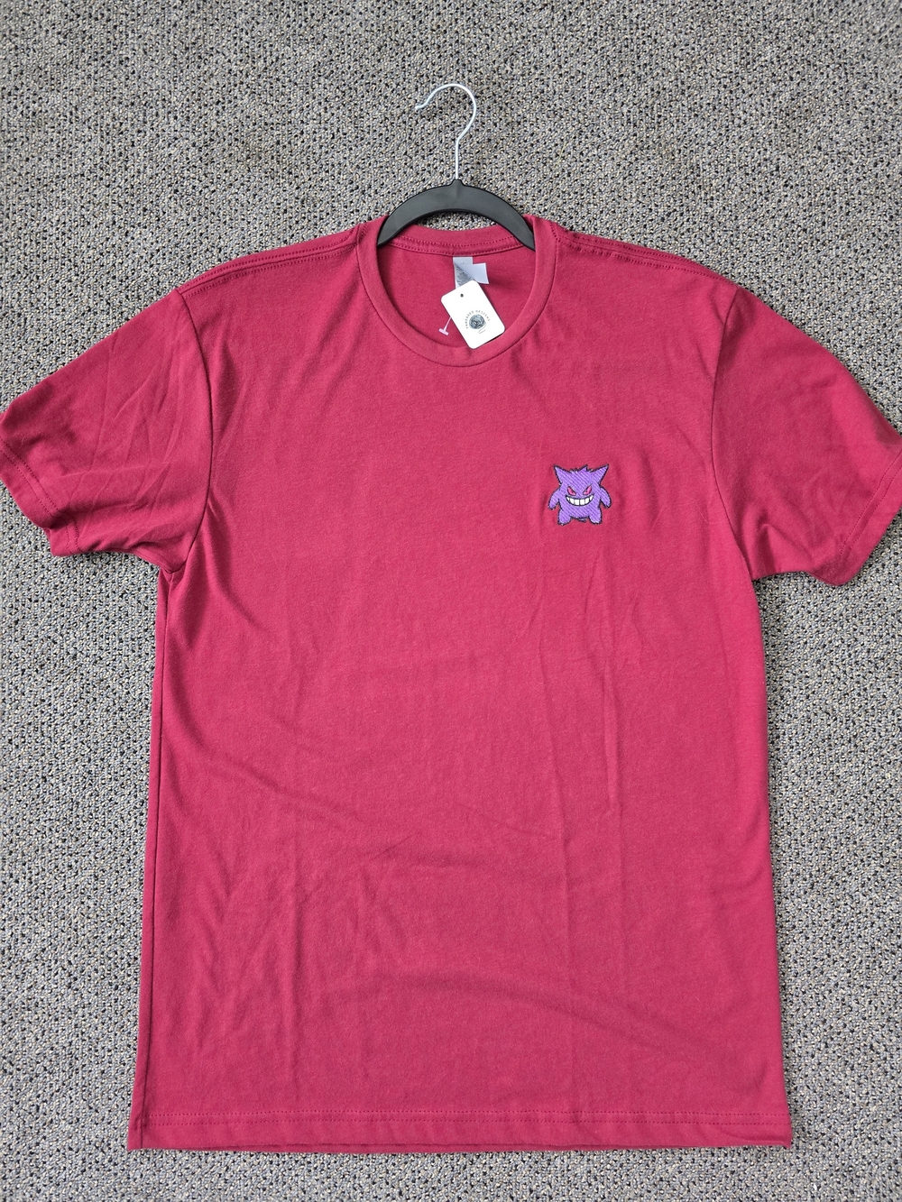 Pokemon Men's Short Sleeve T‑Shirt in Ruby Red with Gengar Patch